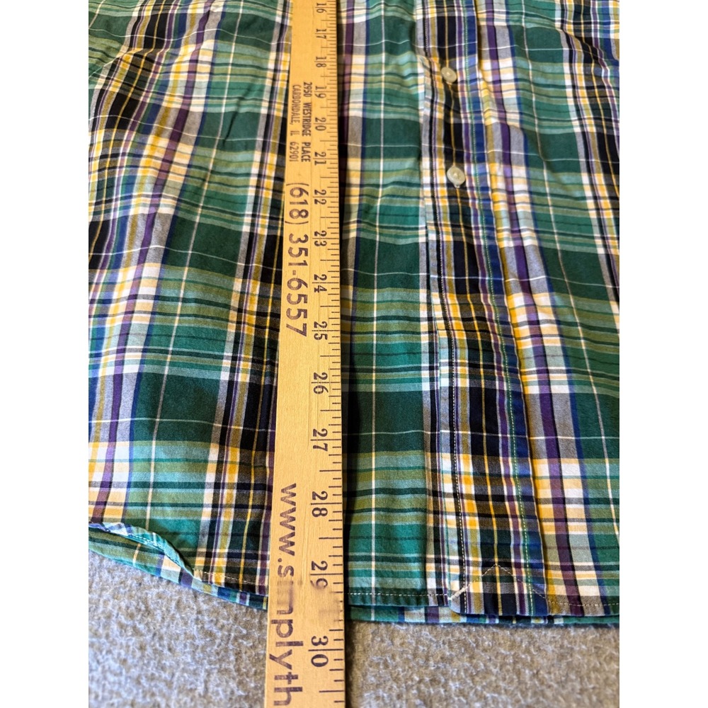 VTG Ralph Lauren Men L Classic Fit Plaid Button Down Shirt Green Preppy Pony 90s - Picture 7 of 8